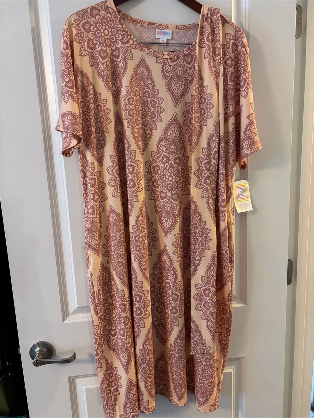 LuLaRoe Peach and Mauve Paisley Marley Dress